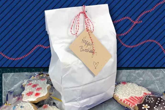 Nick’s Birthday cookies in a bag